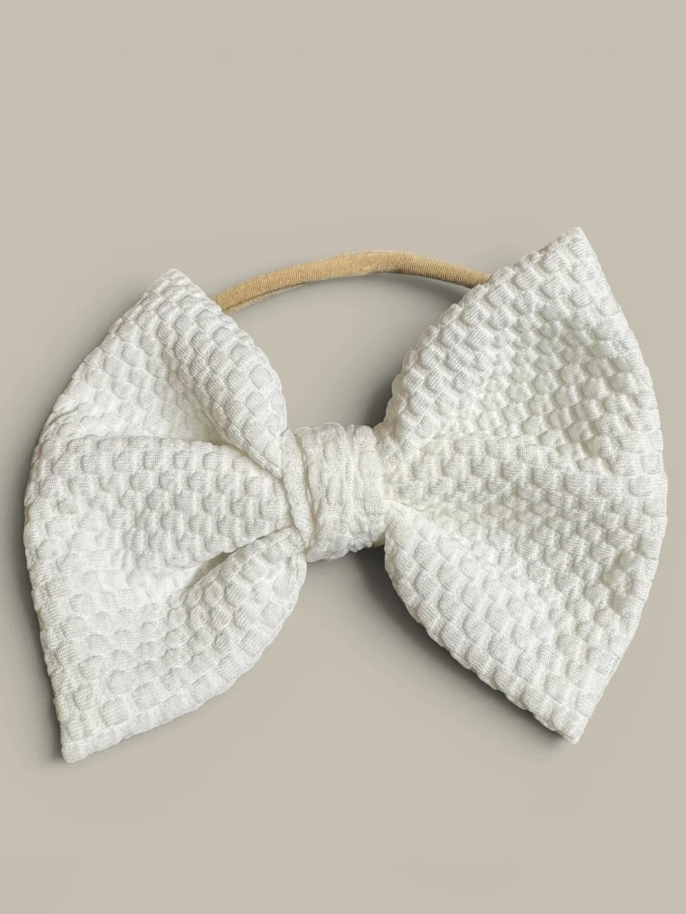 Baby Girl White Oversized Bow Nylon Stretch Headband NWT